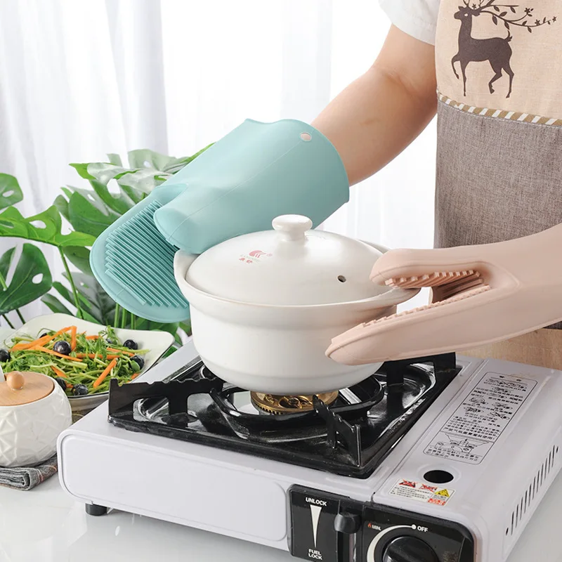 Long Silicone Hand Clip Thickened Oven Microwave Gloves Insulated Pick Up Dish Clip Silicone Gloves