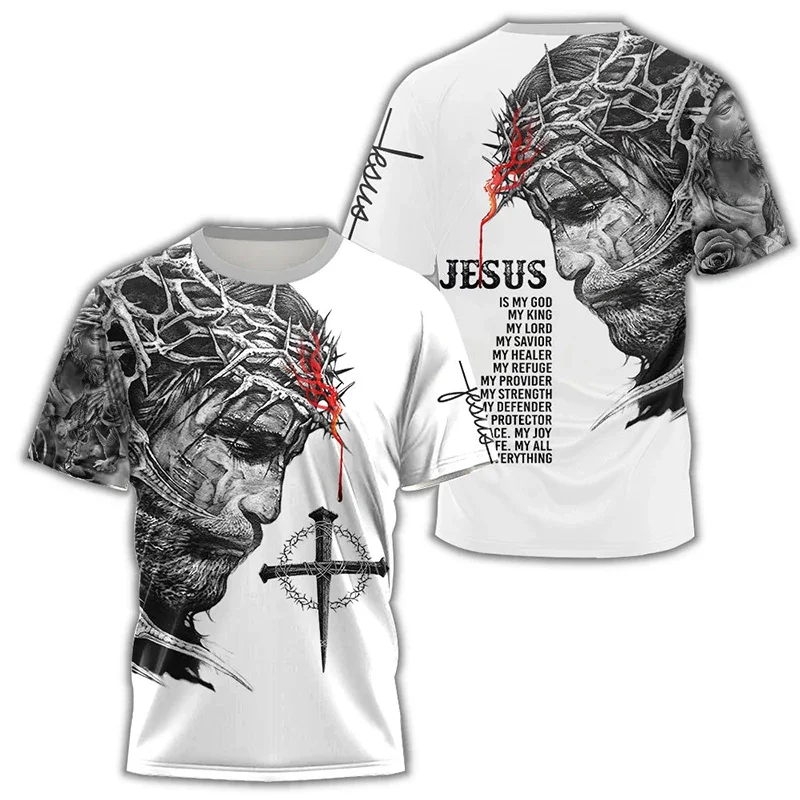 Jesus Cross Lion 3D Printed T-shirt Crusader Templar Men's Fashion