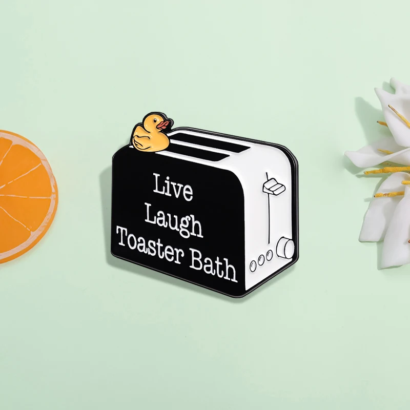

Live Laugh Toaster Bath Enamel Pins Radio Birds Sing Brooches Funny Cartoon Cute Clothes Lapel Badge Jewelry Gift for Friends