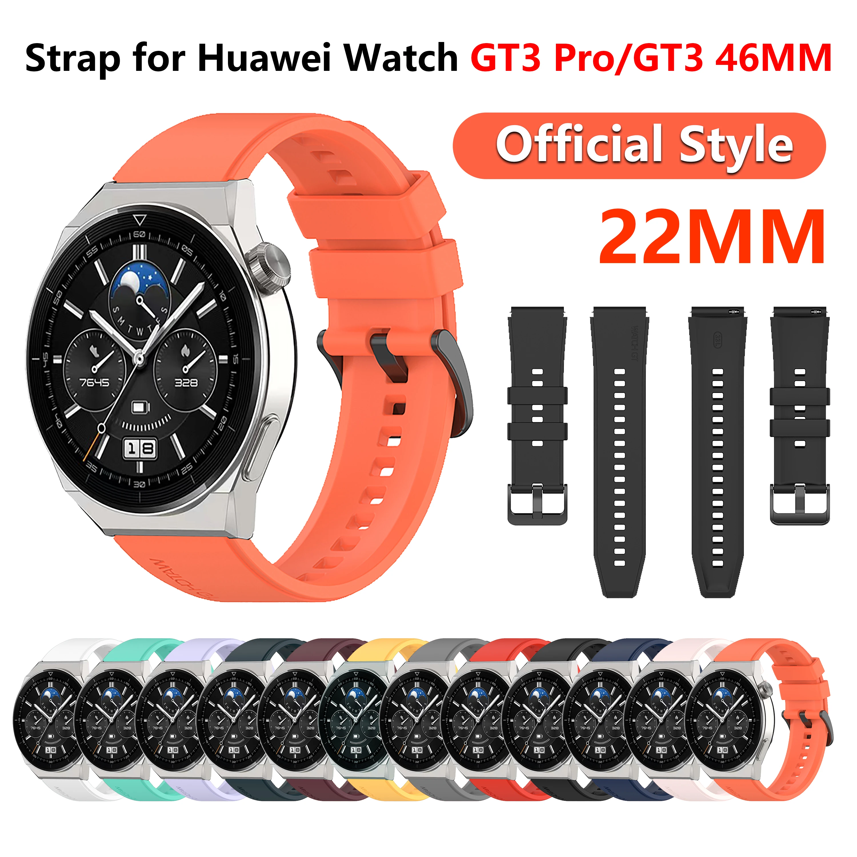 22mm Silicone Strap for Huawei Watch GT3 Pro Official Watch Band