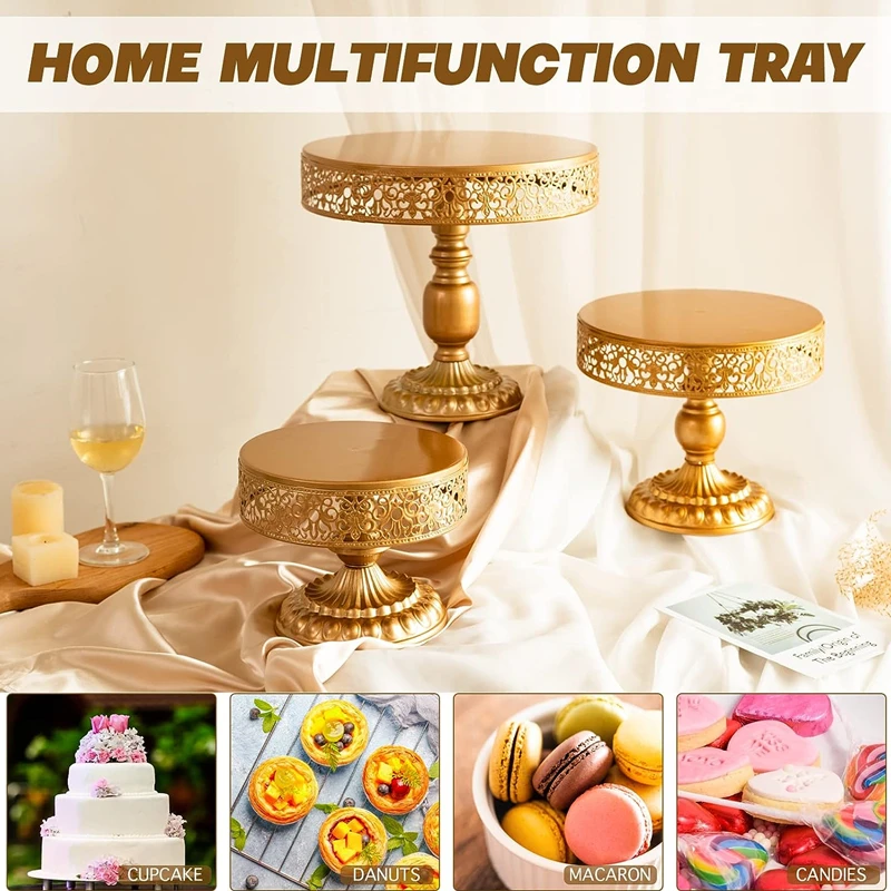 Round Metal Pedestal Holder Cake Stand Dessert Cupcake Pastry Candy Display Plate Gold Tower for Wedding Birthday Party cake stand dessert stand