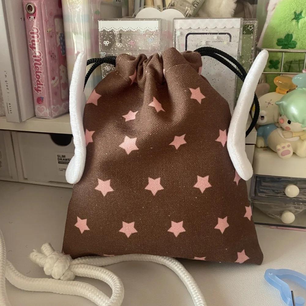 Canvas Storage Bag with Star Pattern for Cosmetics and Stationery
