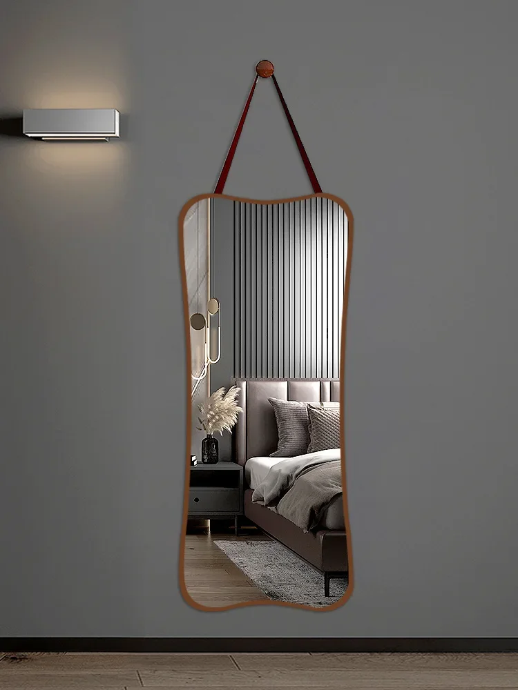 

Full body dressing mirror, female household, bedroom, wall mounted living room decoration, mesh red wall fitting