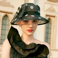 British Fasciantor Sinamay Wedding Hat For Women Elegant Church Flower Wide Brim Fedoras 2023 Linen Kentucky Derby Hat Lady 1