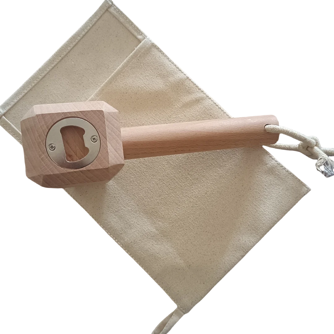 4PCS Canvas Ice Crusher Bags Wood Mjolnir Beer Opener 2PC Free Sticky Hook Crush Set