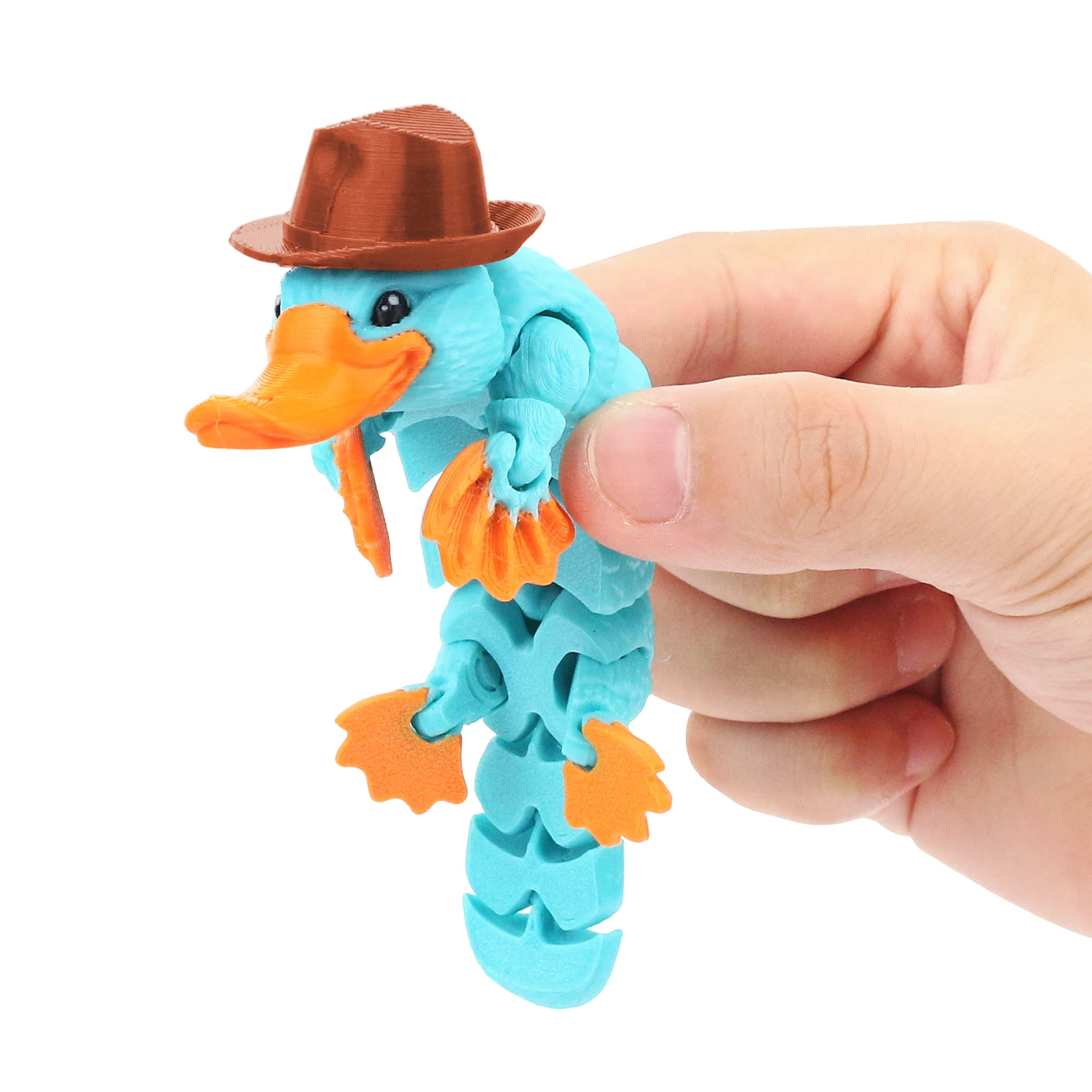 3D printed articulated platypus ornament decoration toy with hat, new unique gift figurine model 3