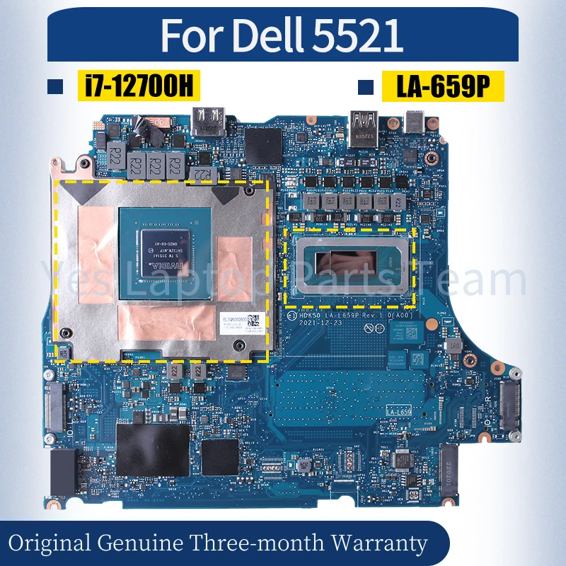 

For Dell 5521 Laptop Mainboard LA-659P 09908N i7-12700H Notebook Motherboard