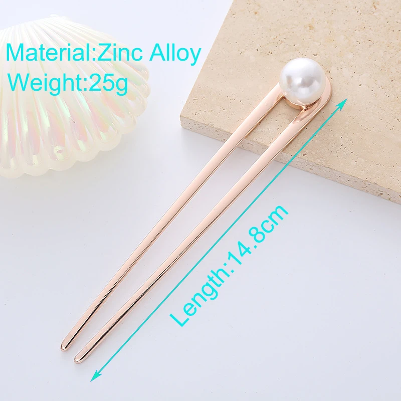 New Luxury Silver Gold Color Turquoise Hairpin for Women Metal U Shape Shell Enamel Hair Stick Hairwear Accessories Jewelry Gift