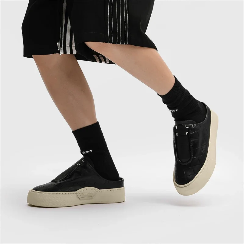 Men Casual Shoes Loafers Sports Platform Slip On Skateboard Comfortable Outdoor Slippers Leather Mules Shoes Boat Clogs