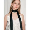 Luna&Dolphin Women Narrow Long Scarf 200x5cm Solid Color Chiffon Silk Rubber Red Tie Black Bag Ribbon Headbands Choker Streamer 1