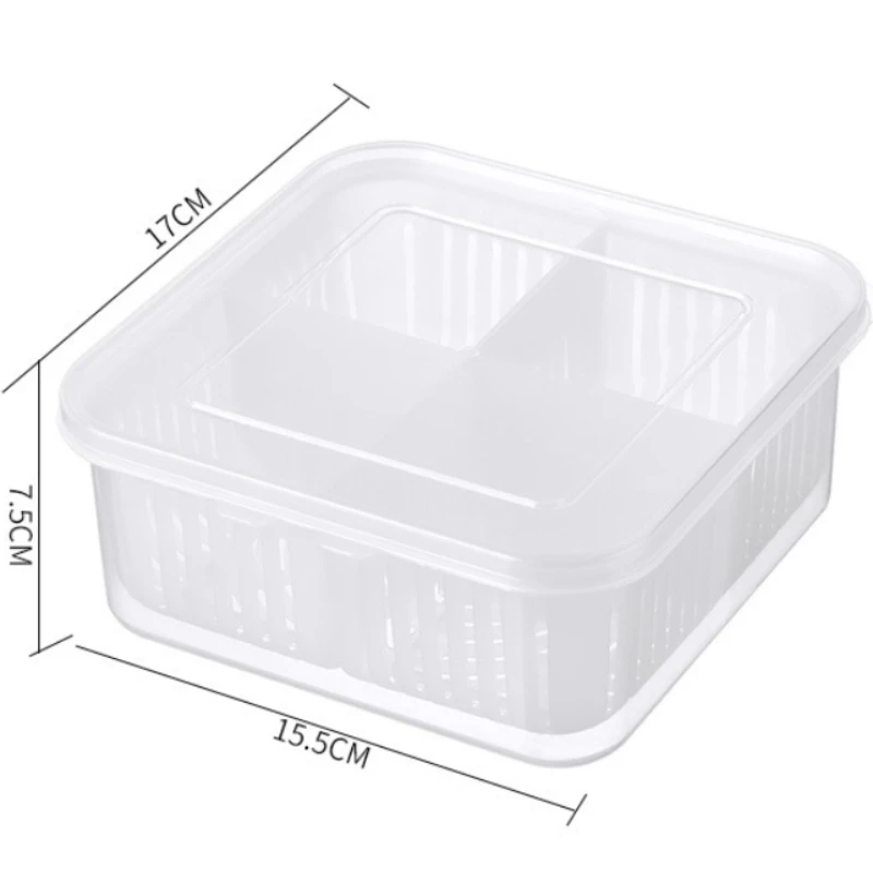 Refrigerator Storage Box 4/6 Grid Food Vegetable Fruit Storage Box Fridge  Organizer Drain Basket Meat Onion Ginger Clear Crisper - AliExpress