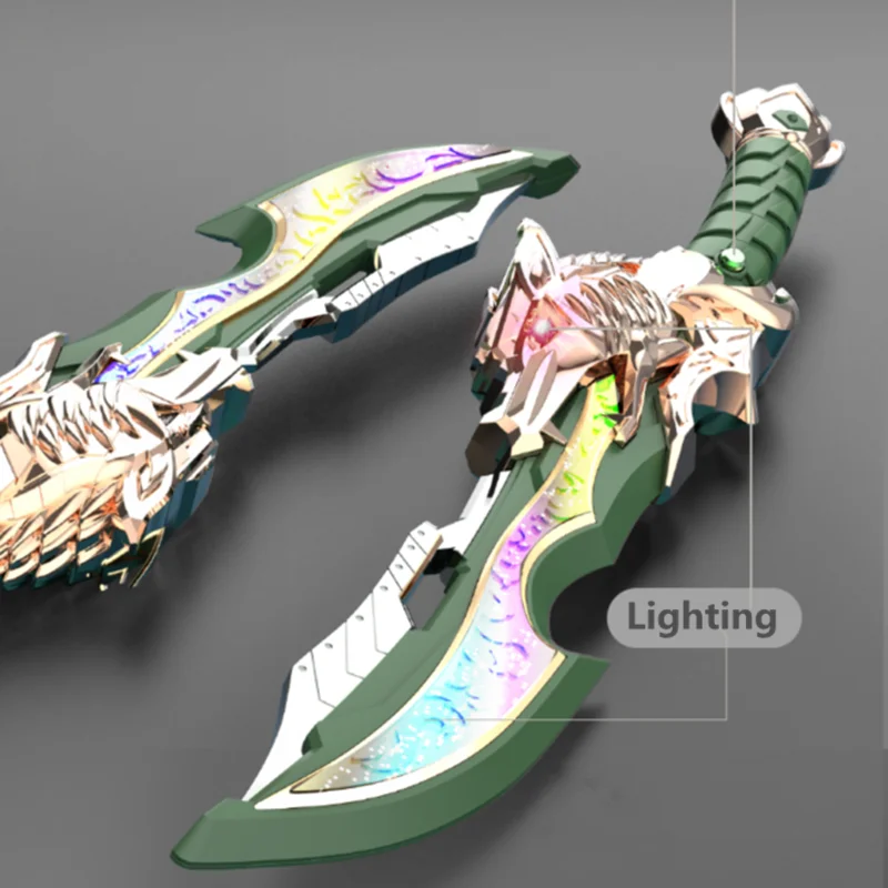 Cosplay Sword Cosplay Prop Laser Sword Game Knife Retractable Sword Toy Sword Keychain boys knife Sword toys Moc Brick Cosplay Samurai Military Weapon Toys For Child Gift Lighted pretend Christmas toys