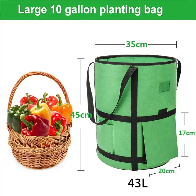 3Db 10 Gallon Tartós Filc Növény Táska Zöld Ültetési Vödör Megvastagodott, Nem Szőtt Kerti Sárgarépa Növényi Burgonya Termő Edény - Image 6