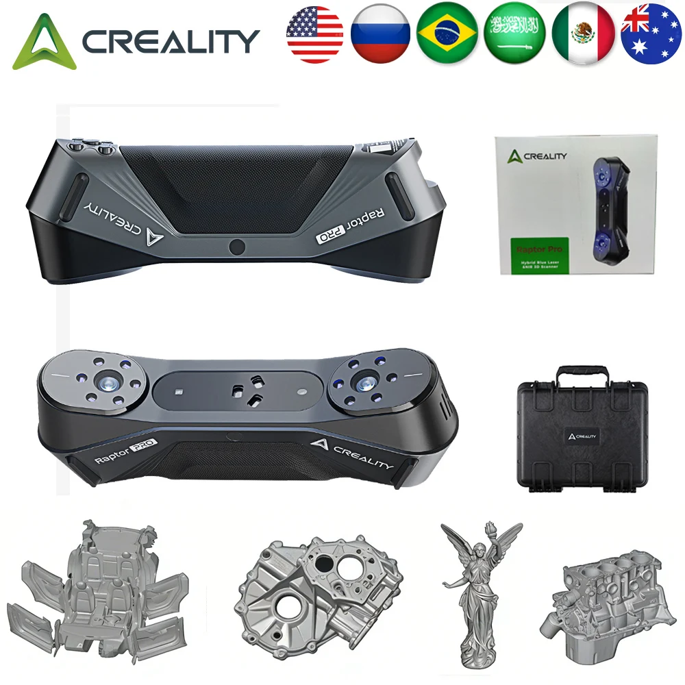 3D scanner from Crality CR-Scan Raptor PRO with 24-bit accuracy, full-color scanning, laser scanning with structured light, faster...