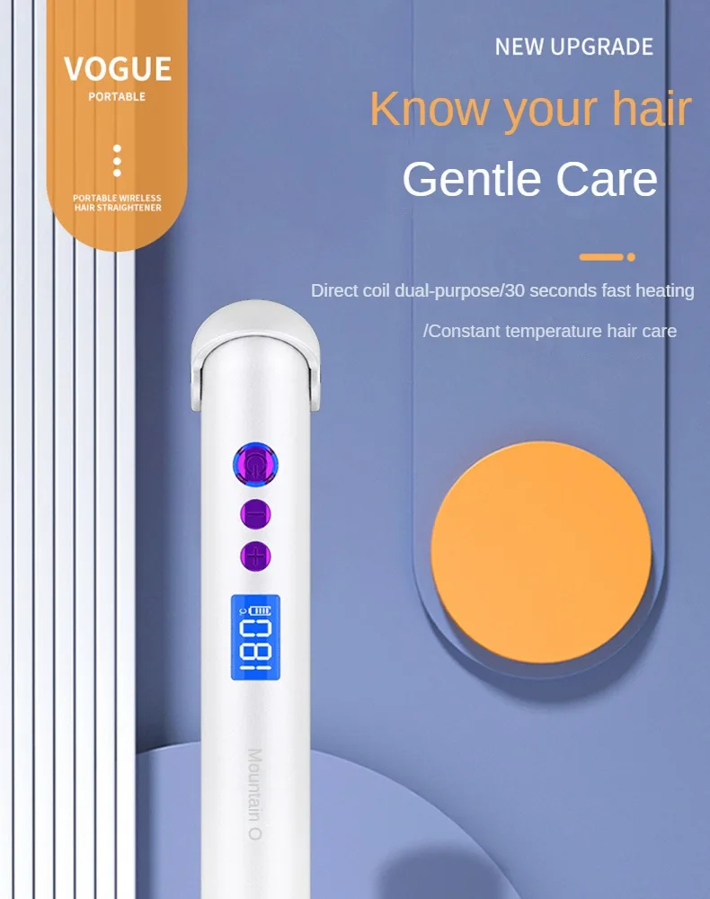 Description Picture 2 of item2 In 1 Wireless Hair Straightener Hair Curler Portable Rechargeable Hair Tools Professional  Hair Crimper Crimping Hair Iron