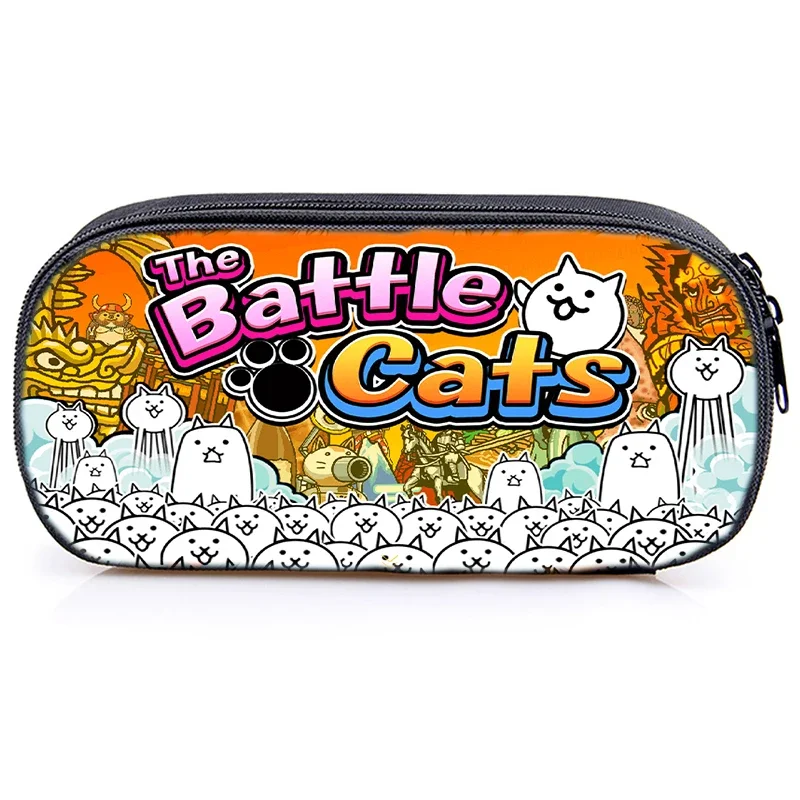 Game The Battle Cats Print Pencil Case Waterproof Pencil Bag Women Cosmetic Cases Student Stationery Bag School Pouch Makeup Box 4