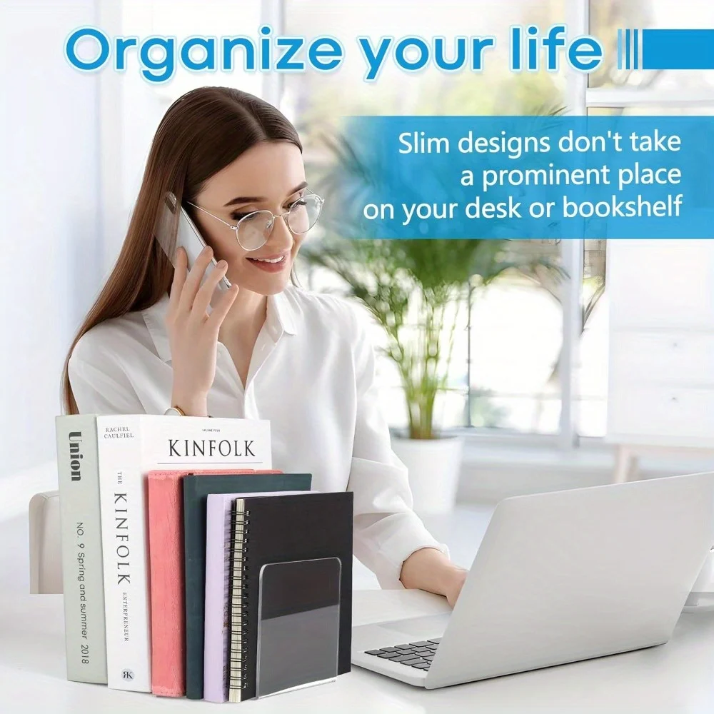 2pcs Desktop Organizer L-shaped Desk Bookends Durable Display Book Stand Simple INS Book Support Rack Minimalism 6