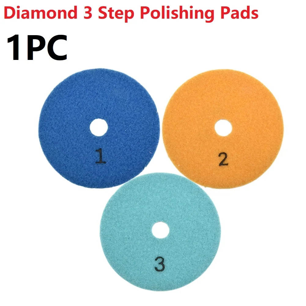 4" 3 Step Buffing Polishing Diamond Pads Wet Dry Granite Marble Stone Concrete 