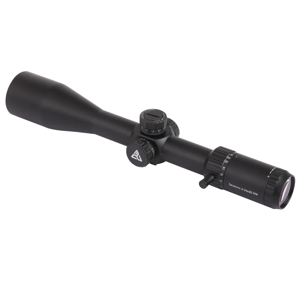 Rifle Scopes 6-24x50-FFP 8 yds Focus 30mm Tube 1/10Mil Adjust Zero Lock Glass Etched Reticle Hold .338 Red Win Seasons rifle scope