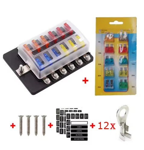 علبة فيوز 12 مخارج مع غطاء شفاف ومؤشر أعطاال