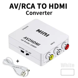 1080P AV to HDMI Video Audio Converter Adapter (RCA to HDMI - White)