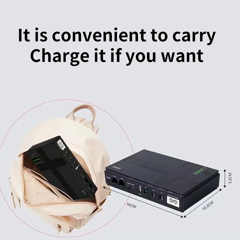 Mini UPS 10400mAh Uninterruptible Power 18W Mobile Portable DC 5V9V12V Output For POE Router Modem Camera Supply