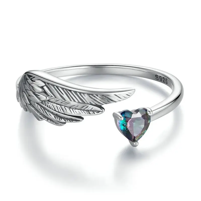 Elegant Adjustable Sterling Silver Zircon Open Ring