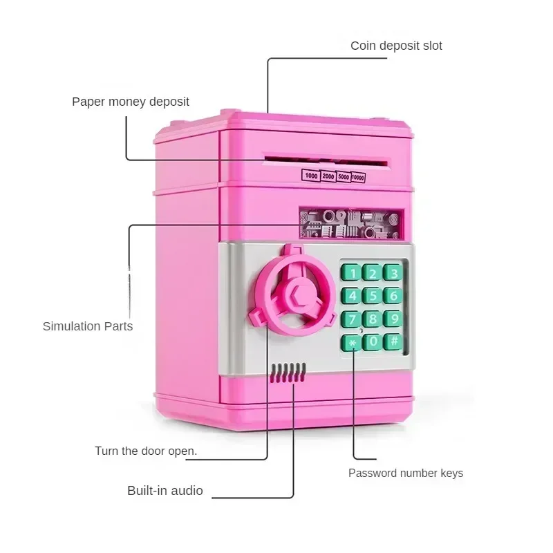 Elektronische Piggy Automatische Mini Safe Munten Cash Saving Spaarpot Wachtwoord Teller Code Key Lock Coin Bank ATM Kind Cadeau_voghion.com