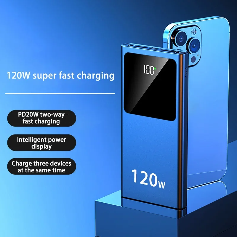 200000mAH 120W Power Bank Super Fast Charging Battery High Capacity Power Bank Digital Display For iphone 1615 13 Samsung Huawei 4