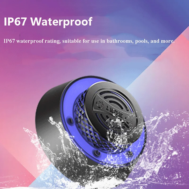 Mini Bluetooth Speaker Shower Subwoofer IP67 Waterproof Handsfree Call Loudspeaker With Suction Cup for Bathroom Pool Beach