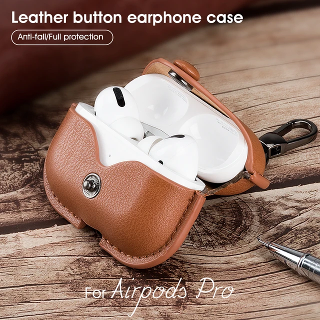 Leather Bluetooth Wireless Button Earphone Case  Pu Leather Designer  Airpod Case - Protective Sleeve - Aliexpress