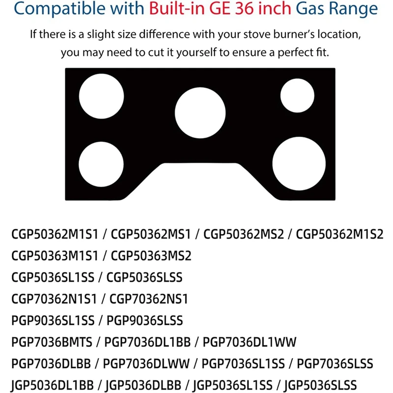 Stove Cover 0.4MM Thickness Reusable Stove Burner Covers For 36 Inch GE Gas Range Model JGP5036 PGP7036 PGP9036 CGP5036