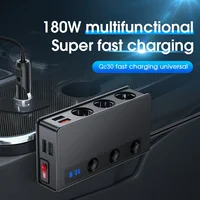 180W Cigarette Lighter Splitter Quick Charge 3.0 Car Charger Adapter 12V/24V 4 Port USB Charging Socket For Phone IPad 1