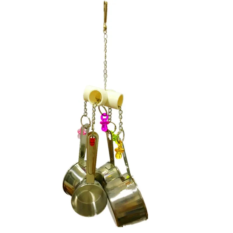 Bird Toy 1pc Stainless Steel Pots String For Pet Parrot