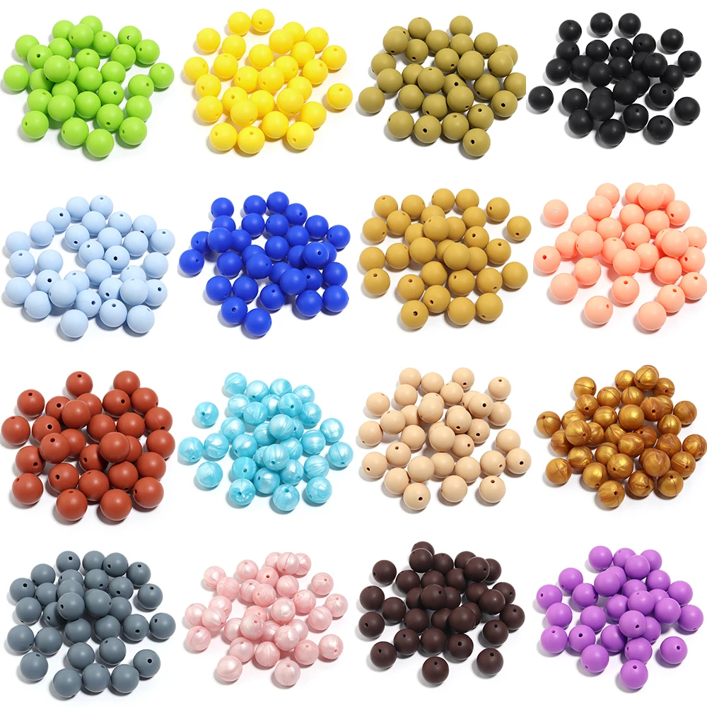 Set of 20 Candy-Colored Round Silicone Beads for DIY Jewelry and Accessories