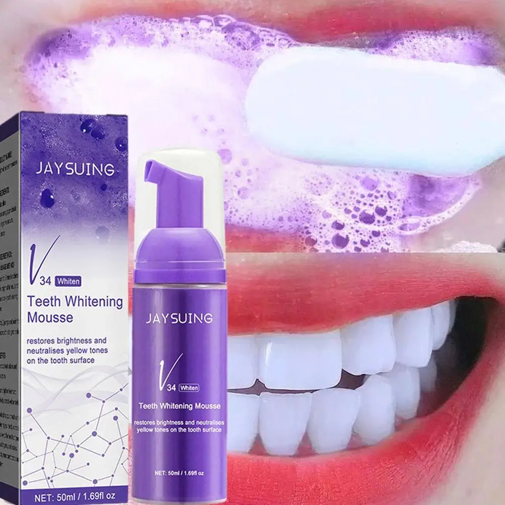 

V34 Teeth Cleansing Whitening Mousse Removes Stains Whitening Hygiene 50ml Toothpaste Mousse Whitening And Staining Teeth
