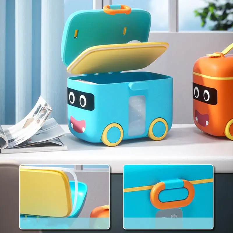 Portable Baby Milk Powder Formula Dispenser Cute Car Food Storage Box Essentiales Cereal Infant Milk Powder Box Snacks Container