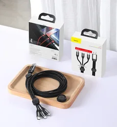 Baseus – Câble micro USB de type C pour recharge, 3 en 1 pour Samsung S20 et Xiaomi Mi 9, 4 en 1 pour iPhone 12X11 Pro Max 