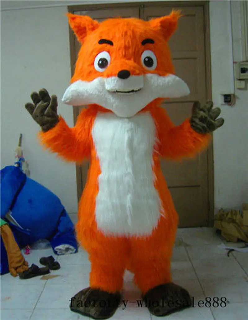 Halloween Long Fur Fox Mascot Costume FurSuits Cosplay Adults Dress
