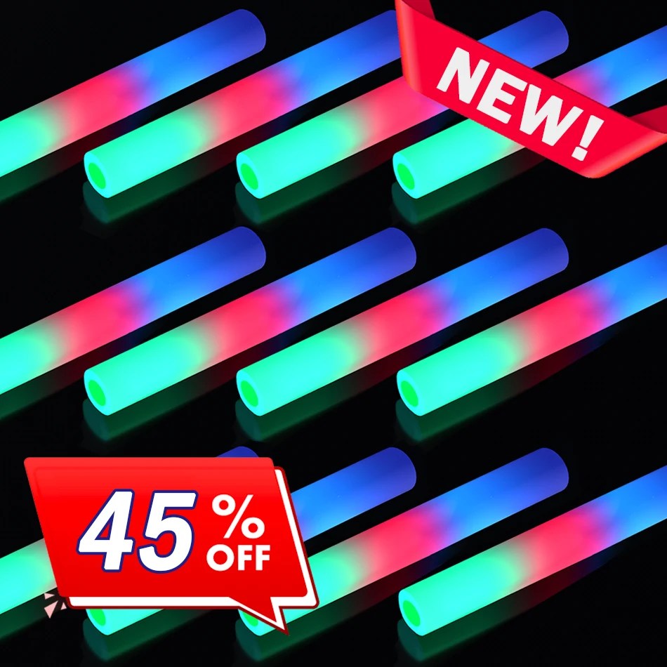 12153060PcsFoamGlowSticksBulkColorfulLEDFoamLightStickGlow