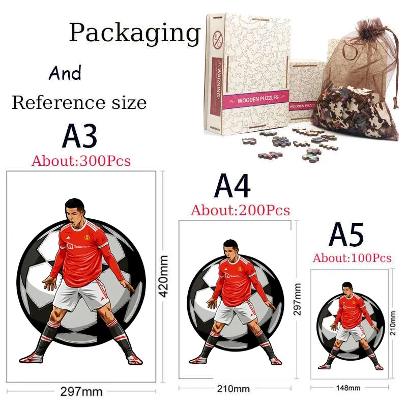 irregular Football Star Wooden Jigsaw Sports Stars Puzzle for Kids Adults Educational Fabulous Gift 300 Pcs DIY Puzzle Toys 6