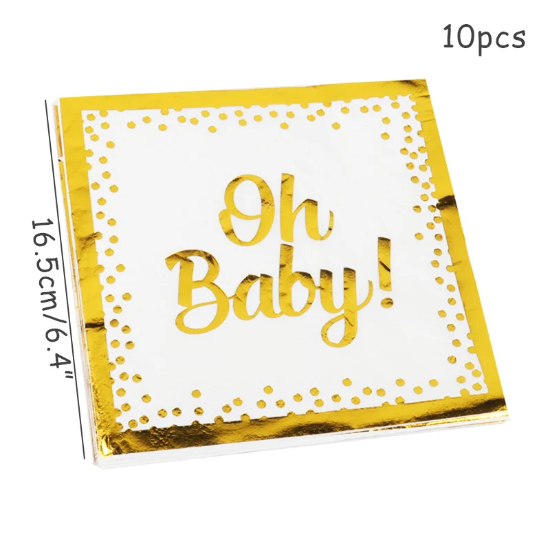 31pcs Oh Baby Shower Party Supplies Tableware Set Gold Oh Baby Birthday Paper Plates Cup Boy Girl Gender Reveal Party Decoration images - 6