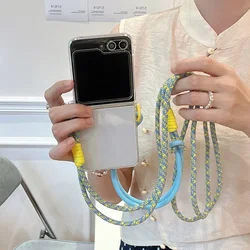 Fashion Clear Shoulder Strap Lanyard Transparent Shockproof Thin Phone Case for Samsung Z Flip 5 (DanHH)