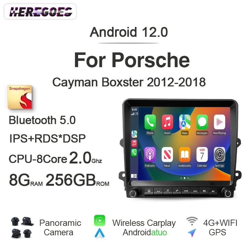 

Wireless CarPlay Auto Android 13 Car Radio GPS Player Navigation autoradio Bluetooth Wifi For Porsche Cayman Boxster 718 911 987