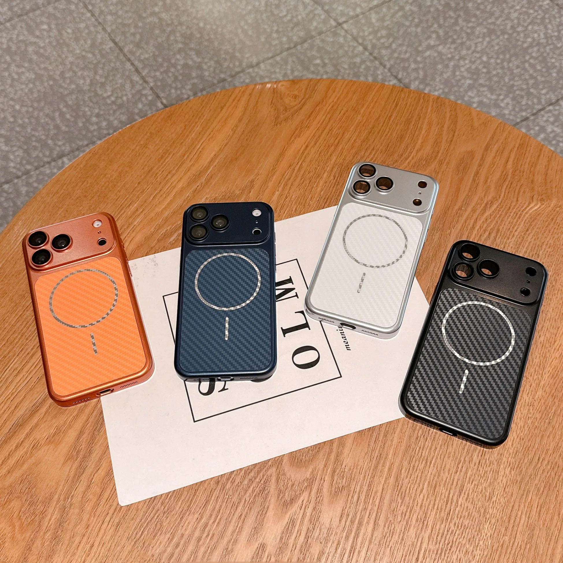 Sleek Carbon Texture Magnetic Phone Case with Large Lens Protection and MagSafe Compatibility
