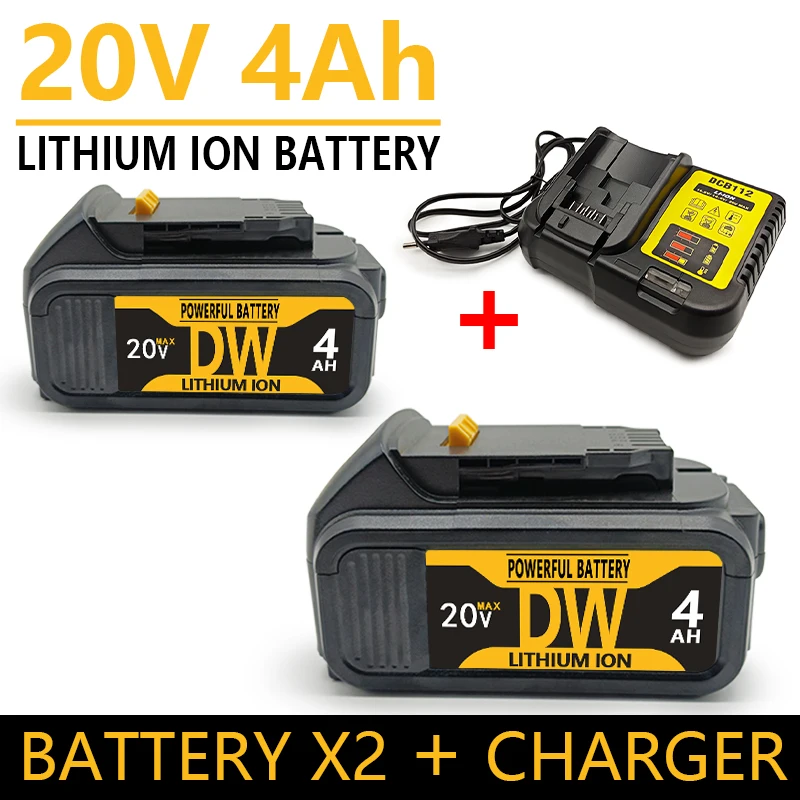 

Original for Dewalt DCB200 20V 4000mAh Lithium Replacement Battery With Charger,For Dewalt 18V DCB184 DCB182 DCB180 DCB181