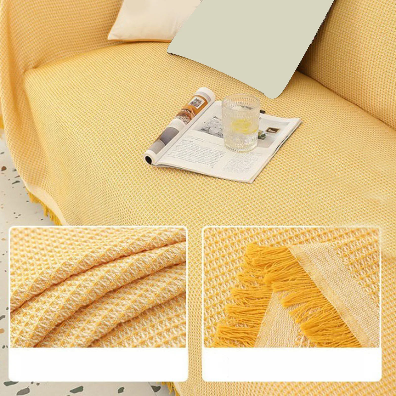 White Yellow Couch Cover Soft Anti Slip Comfortable Dustproof Protective Stylish Sofa Covers For Living Room