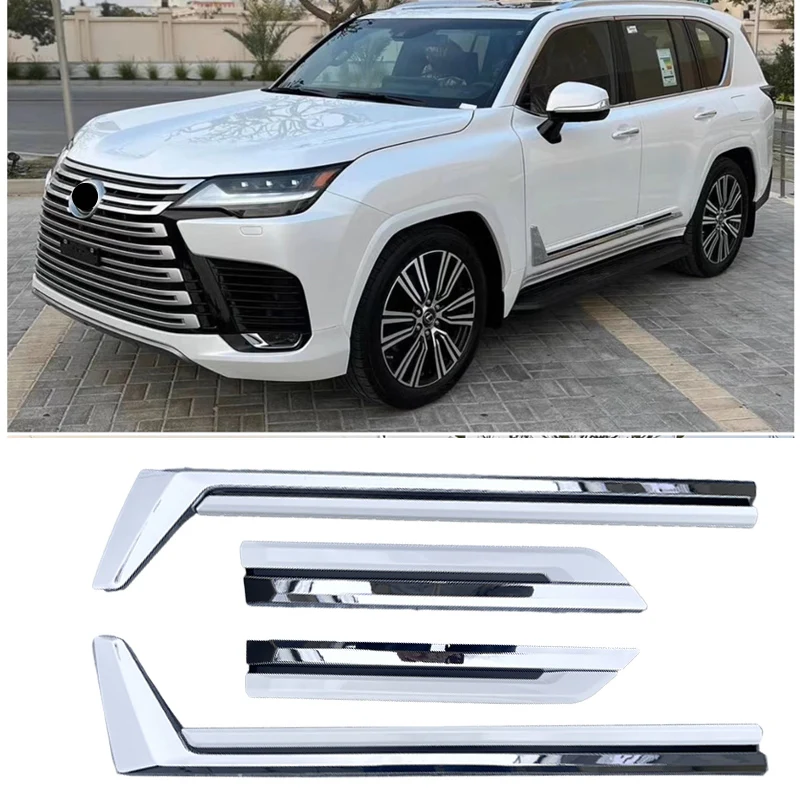 ABS Chrome + White Black Body Door Side Molding Cover Trim 4pcs For Lexus LX600 2022-2024 2 ABS Chrome + White Black Body Door Side Molding Cover Trim 4pcs For Lexus LX600 2022-2024 2