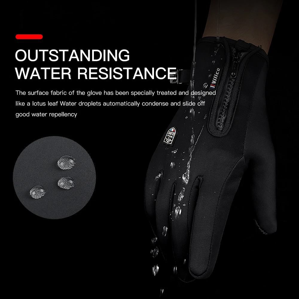 Winter Cycling Gloves  Windproof Touch Screen Bike Warm Gloves Cold Weather Running Sports Hiking Ski Mitten