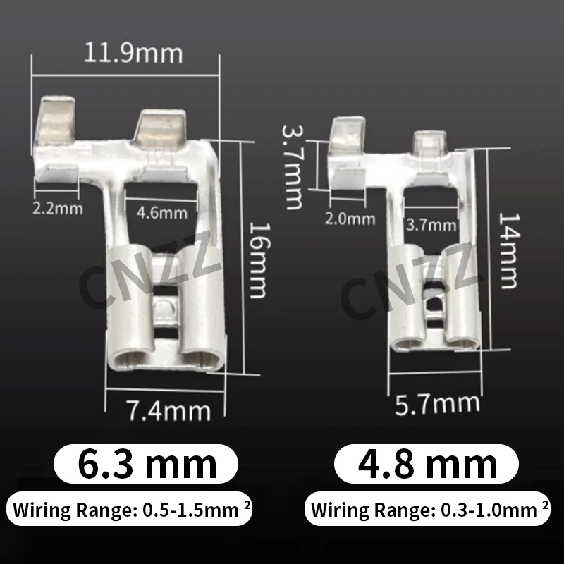 240Pcs BOX Electric Flag/Right Angle Crimp Terminal Wire Connectors Set 2.8 4.8/6.3mm Female+sheath Brass Silver Car ZiiZ